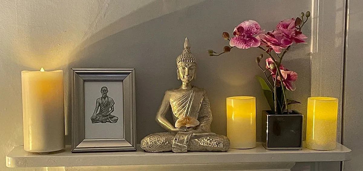 Quiet candlelit corner of a consulting room representing psychotherapy New Day Therapies Hull